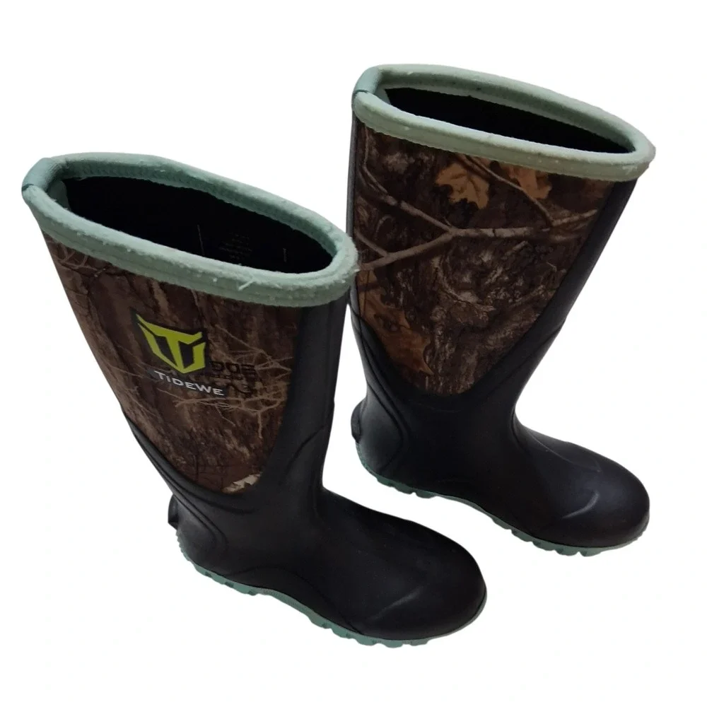 TIDEWE Rubber Boots for Women Multi-Season with Steel‎ Shank, Tree Camo Size 5